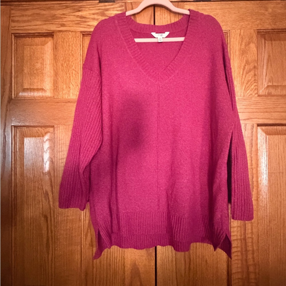 Terra & Sky V-Neck Sweater - Deep Pink